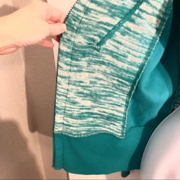 Zella Marled Hoodie Zipper Sweatshirt Jacket Long Sleeves Teal S - Picture 6 of 8